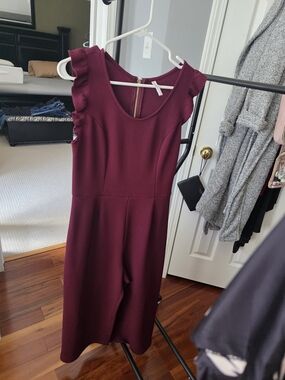 Xhilaration Burgundy Sleeveless Textured Jumpsuit